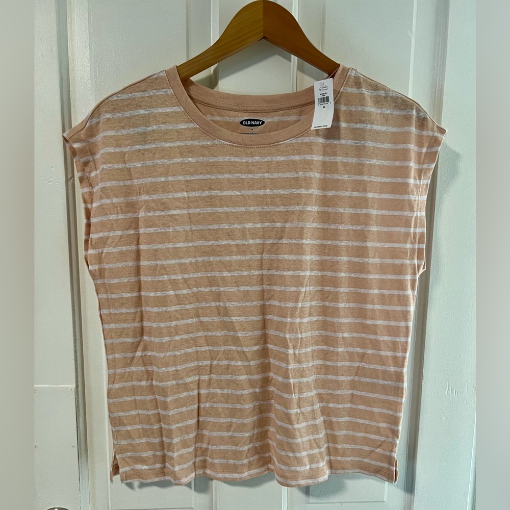 NWT Old Navy Pastel Peach & White Striped Top